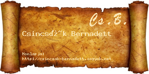 Csincsák Bernadett névjegykártya