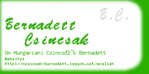 bernadett csincsak business card